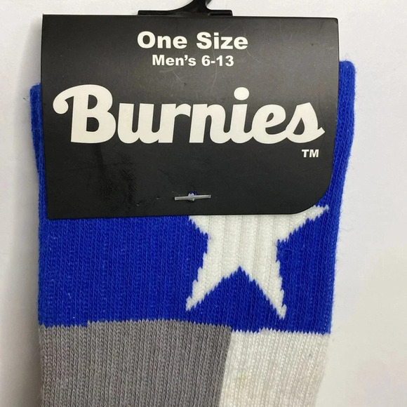 Burnies Mens 6-13 Size Socks Blue white Gray - Picture 2 of 7
